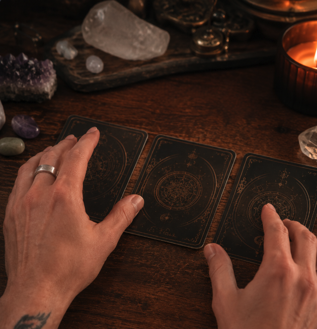 Oracle cards spread across a table